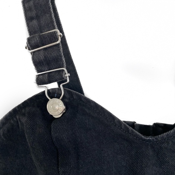 TOPSHOP Moto Denim Dungaree Overall Crop Bustier Top - Picture 3 of 5